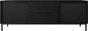 A black TV lowboard with fluted doors and drawers is shown against a white background. Náhled obrázku produktu
