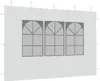 A white tent side panel with three gray windows. Voir les images du produit