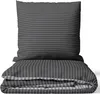 Bettwäsche Set 155x220 cm in Anthrazit mit Streifenmuster Produktbild-Vorschau 1