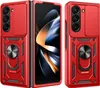 A red protective case for a foldable phone, shown from multiple angles. Produktbild-Vorschau
