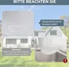A house with a garden, showing a close-up of a white curtain with water droplets and water flowing through it. Produktbild-Vorschau