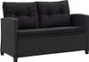 vidaXL Canapé de jardin 2 places avec coussins Noir 124 cm Voir les images du produit 1