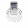 A top-down view of a clear perfume bottle cap with silver accents. Podgląd zdjęcia produktu