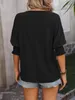 ASKSA Damen T-Shirt V-Ausschnitt 3/4 aermel Bluse Einfarbig Produktbild-Vorschau 4