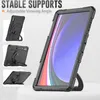 A product image showcasing a tablet case with multiple views and feature callouts. Produktbild-Vorschau