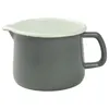 A gray enamel pot with a white interior and a handle, shown against a white background. Podgląd zdjęcia produktu