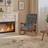 A cozy living room scene with a fireplace, a rocking chair, and a sleeping puppy. Podgląd zdjęcia produktu