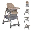 A beige and gray high chair is shown from multiple angles against a white background. Produktbild-Vorschau