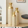 Metallische vloervazen set, 3 formaten, goud met wit Productafbeelding-voorbeeld 1