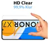 A hand is shown demonstrating the application of a screen protector onto a smartphone. Produktbild-Vorschau