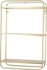 A gold-colored, three-tiered wall shelf with a rounded frame, shown against a white background. Produktbild-Vorschau