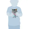 A silhouette of a child holding a stuffed cat toy. Produktbild-Vorschau