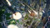 An aerial view of a city being bombarded by meteors. Produktbild-Vorschau