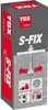 A product box for a TOX S-FIX Plus bolt anchor, showing an illustration of its installation. Produktbild-Vorschau
