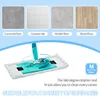 A mop head with a 360-degree rotation feature is shown, along with images of different floor types and text highlighting its versatility. Produktbild-Vorschau