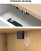 A collage showing two close-up views of an electronic RFID sensor cabinet lock system, demonstrating its installation and appearance inside a cabinet. Náhled obrázku produktu