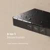 A close-up of a black shower control panel with water droplets on its surface, mounted on a textured beige wall. Produktbild-Vorschau