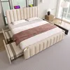 Modernes Polsterbett , Beige Leinen mit USB Typ-C Produktbild-Vorschau 12