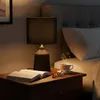 Relaxdays Tischlampe, gemusterter Keramikfuß, Stoffschirm, Produktbild-Vorschau 2