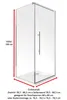 A diagram of a shower cabin with dimensions and installation information. Produktbild-Vorschau