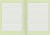 An open notebook with lined pages. Produktbild-Vorschau
