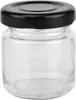 A clear studio shot of a small glass jar with a black lid. Produktbild-Vorschau