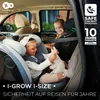 Two young girls in a car, one in a child seat, with marketing text and logos. Produktbild-Vorschau