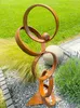 Moderne Garten Skulptur Metall Rostoptik 93 cm – Abstrakte Produktbild-Vorschau 6