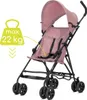 A pink stroller with a graphic overlay indicating maximum weight capacity. Produktbild-Vorschau