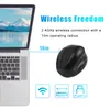 A laptop and a wireless mouse are shown, with text and icons highlighting the mouse's features. Produktbild-Vorschau