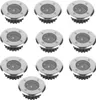A set of ten round, silver-colored solar LED ground lights arranged in three rows on a white background. Produktbild-Vorschau