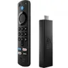 A black Amazon Fire TV Stick 4K Max and its remote are displayed against a white background. Produktbild-Vorschau