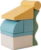 A stack of colorful foam building blocks arranged in a whimsical, abstract structure. Produktbild-Vorschau