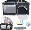 XMTECH parc bébé 127×127×68cm, parc bébé avec filet Voir les images du produit 1