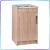 A standalone kitchen sink cabinet with a wooden finish and a silver sink. Náhľad obrázku produktu