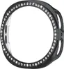 A black watch case with clear rhinestones around the bezel, shown against a white background. Produktbild-Vorschau