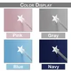 A collage displaying four different color options for a curtain with a star pattern. Produktbild-Vorschau