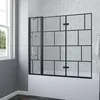 A shower screen for a bathtub in a bathroom. Produktbild-Vorschau