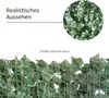 Close-up of an artificial ivy fence with text highlighting its realistic appearance and solid grid structure. Náhled obrázku produktu
