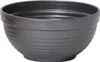 A dark gray planter pot with horizontal ridges and a diamond pattern near the rim, shown against a white background. Produktbild-Vorschau