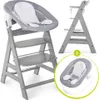 A Hauck Alpha Plus Grey Newborn Set is shown in a product image, with a separate inset image showing a close-up of the newborn set. Produktbild-Vorschau