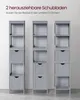 Three identical gray storage cabinets are shown side-by-side against a light gray wall and white floor. Produktbild-Vorschau