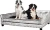 Two dogs sitting on a silver pet sofa. Podgląd zdjęcia produktu