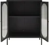 An open black sideboard with glass doors. Podgląd zdjęcia produktu