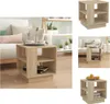 A collage of images showing a wooden side table in different settings and angles. Náhled obrázku produktu