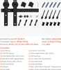 A flat lay of a black sliding door hardware kit and its accessories, with accompanying text detailing specifications and parts. Podgląd zdjęcia produktu