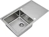 A stainless steel kitchen sink with a drainboard. Produktbild-Vorschau