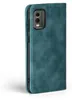 A teal flip cover phone case is shown against a white background. Produktbild-Vorschau