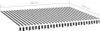 A 3D rendering of a striped awning with dimensions indicated. Náhľad obrázku produktu