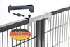 A close-up shot of a fence gate lock mechanism attached to a metal fence, with a "Made in Germany" badge. Produktbild-Vorschau